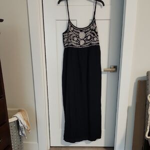 Madison Mathews Elegant Blue and Cream Floral Maxi Dress